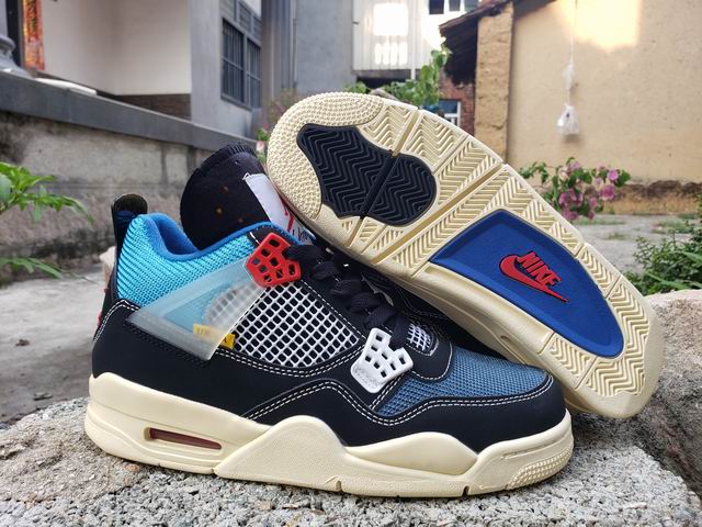 Air Jordan 4 Union Men's Basketball Shoes Black Blue Red-06